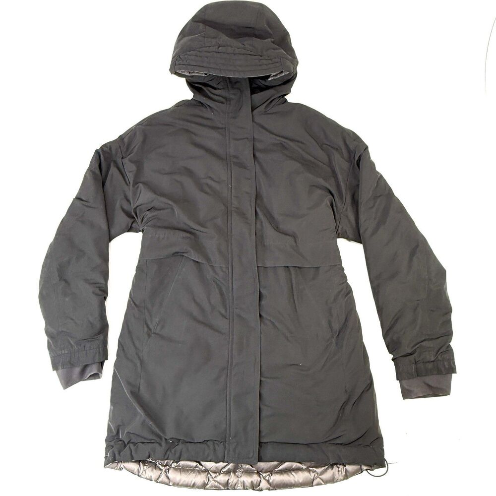 Athleta Vortex Reversible Black Down Parka Jacket Womens Size XXS Puffer Coat